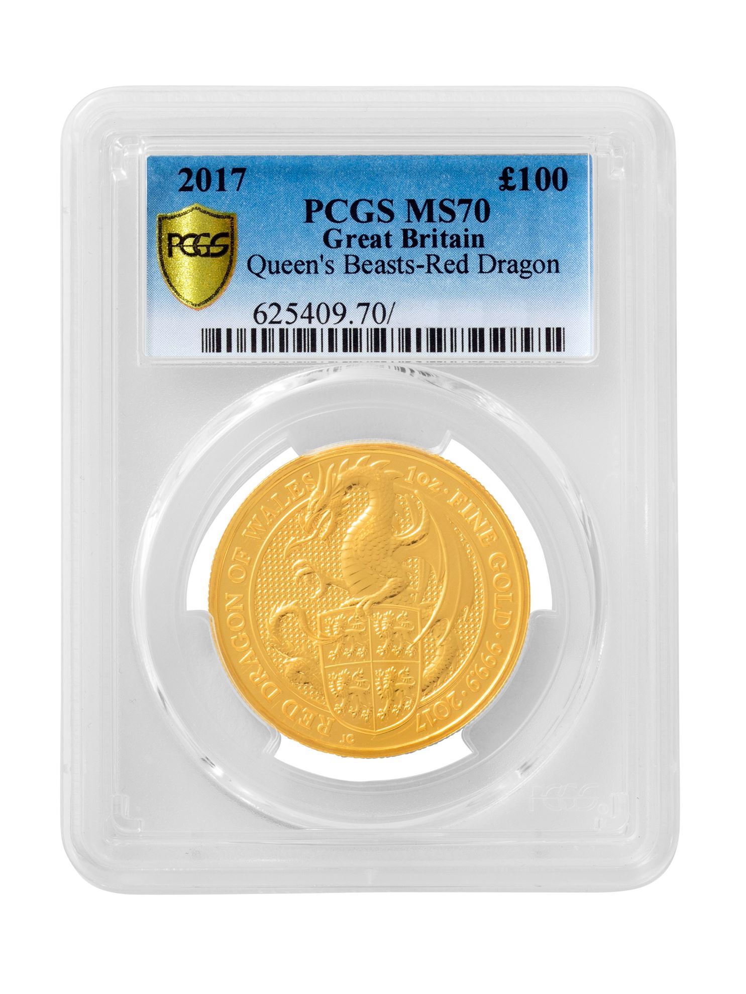Picture of PCGS 2017 1oz Gold Queen's Beast 'Dragon' MS70