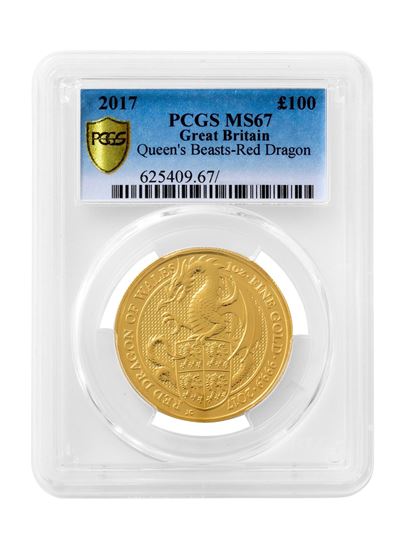 Picture of PCGS 2017 1oz Gold Queen's Beast 'Dragon' MS67