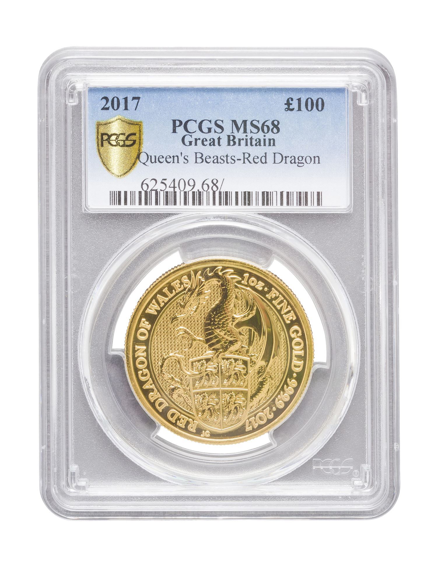 Picture of PCGS 2017 1oz Gold Queen's Beast 'Dragon' MS68