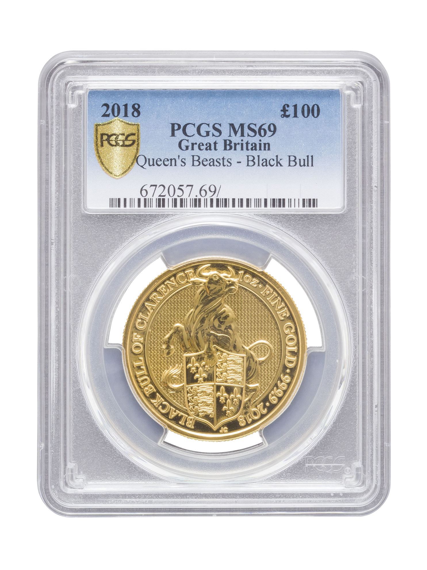 Picture of PCGS 2018 1oz Gold Queen's Beast 'Black Bull' MS69