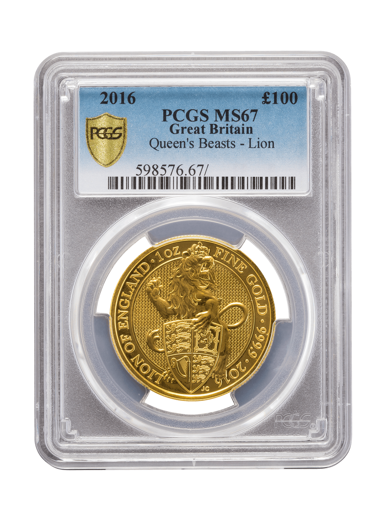 Picture of PCGS 2016 1oz Gold Queen's Beast 'Lion' MS67