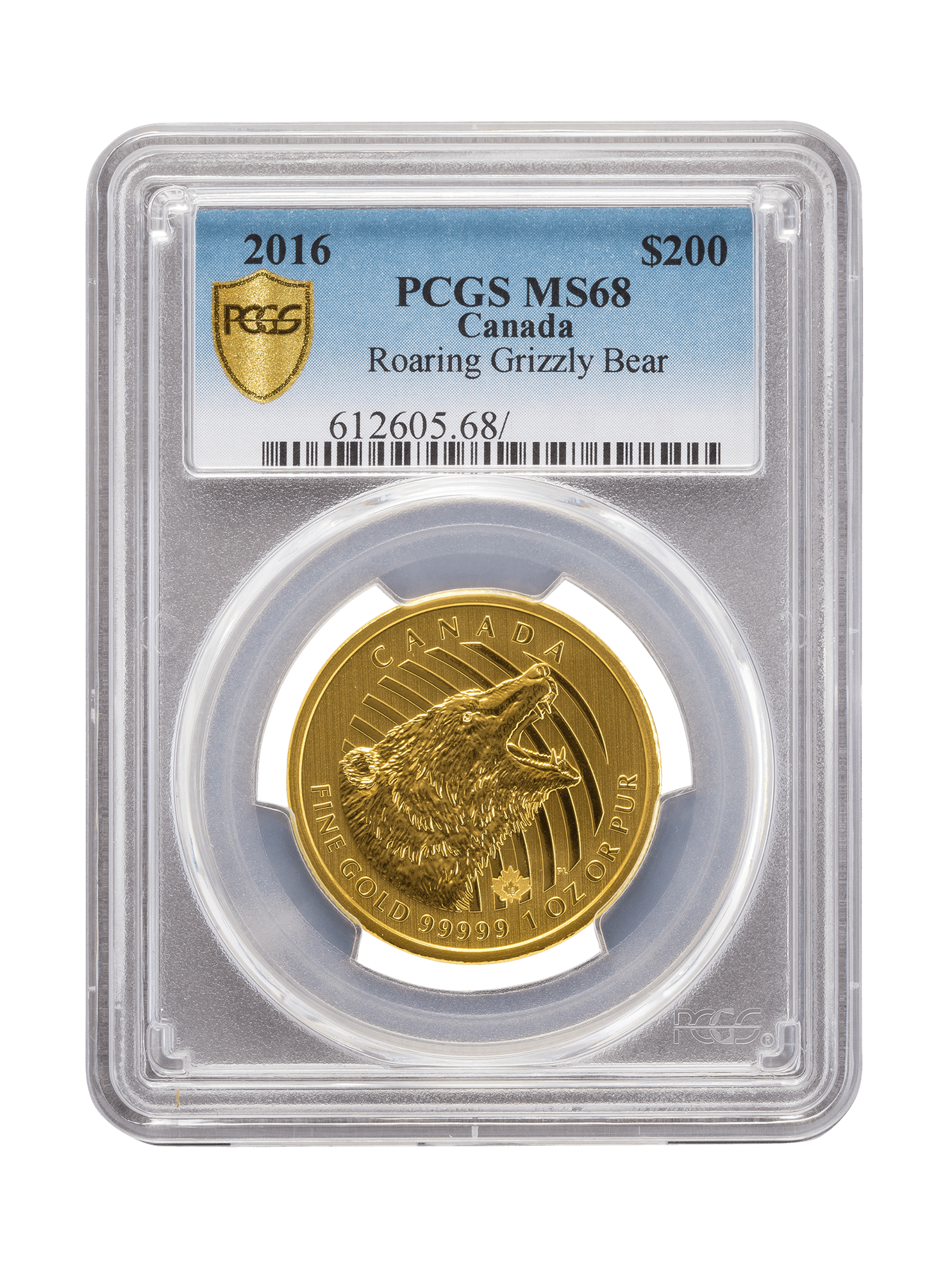 Picture of PCGS 2016 1oz Gold Grizzly Bear MS68