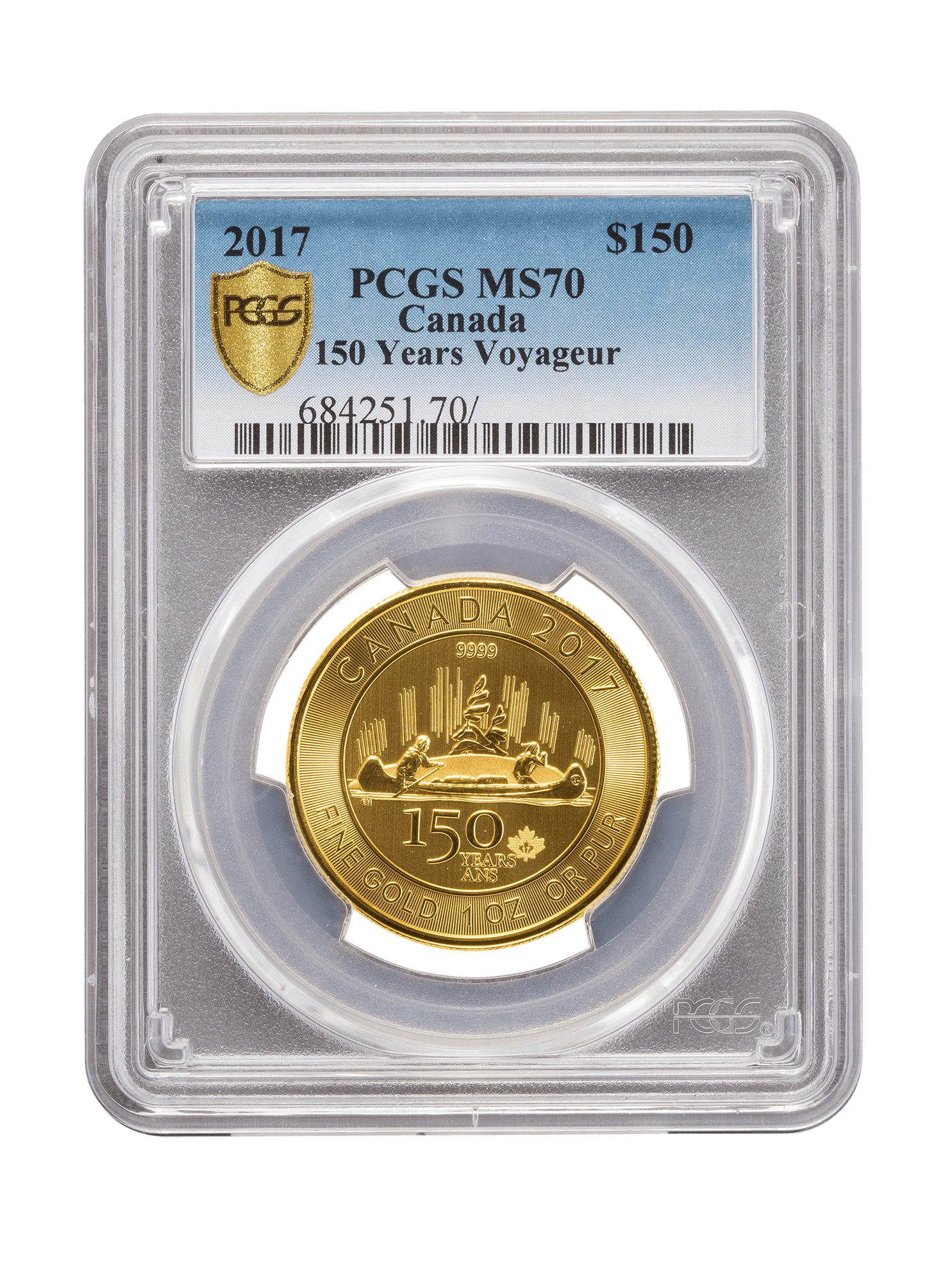 Picture of PCGS 2017 1oz Gold 150 Years Voyageur MS70
