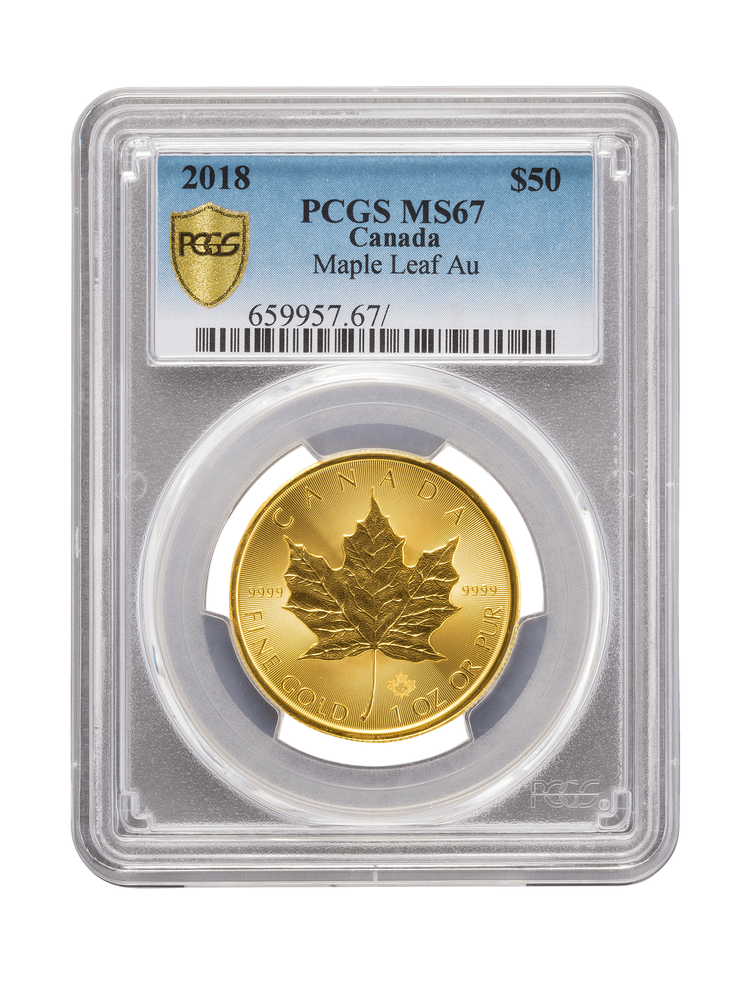 Picture of PCGS 2018 1oz Gold Canadian Maple Leaf MS67