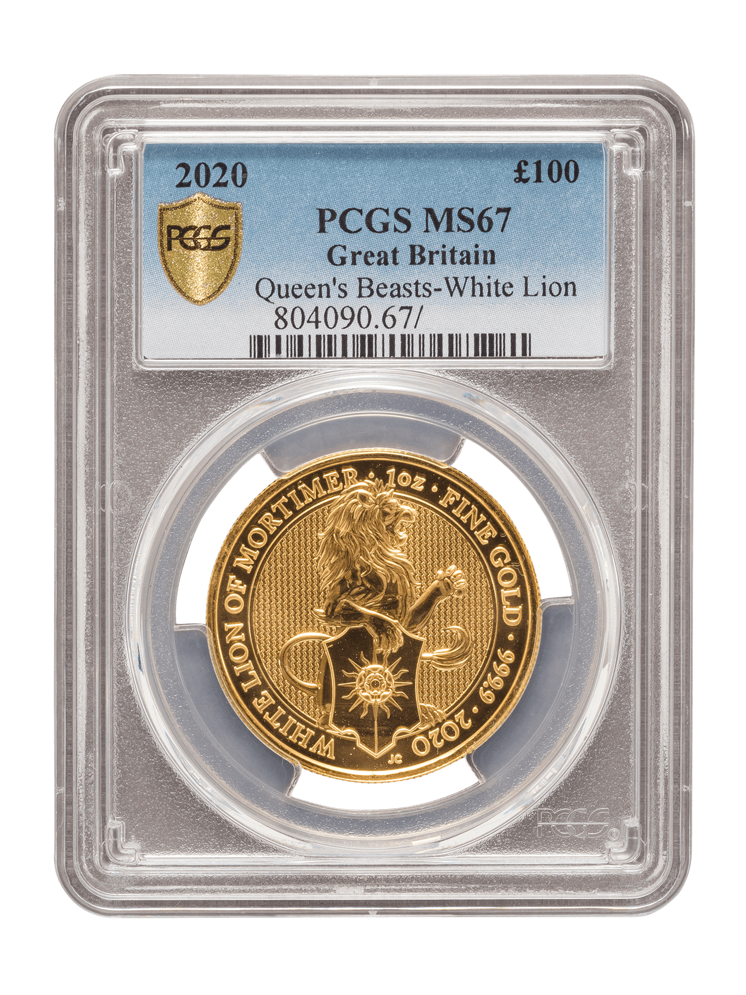 Picture of PCGS 2020 1oz Gold Queen's Beast 'White Lion' MS67