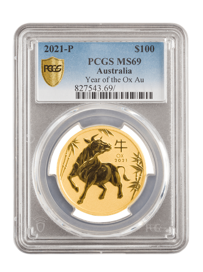 Picture of PCGS 2021 1oz 24k Gold Australian 'Year Of The Ox' MS69
