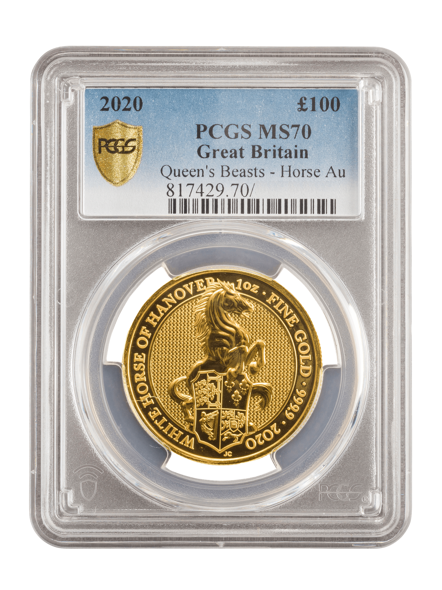 Picture of PCGS 2020 1oz Gold Queen's Beast 'White Horse' MS70