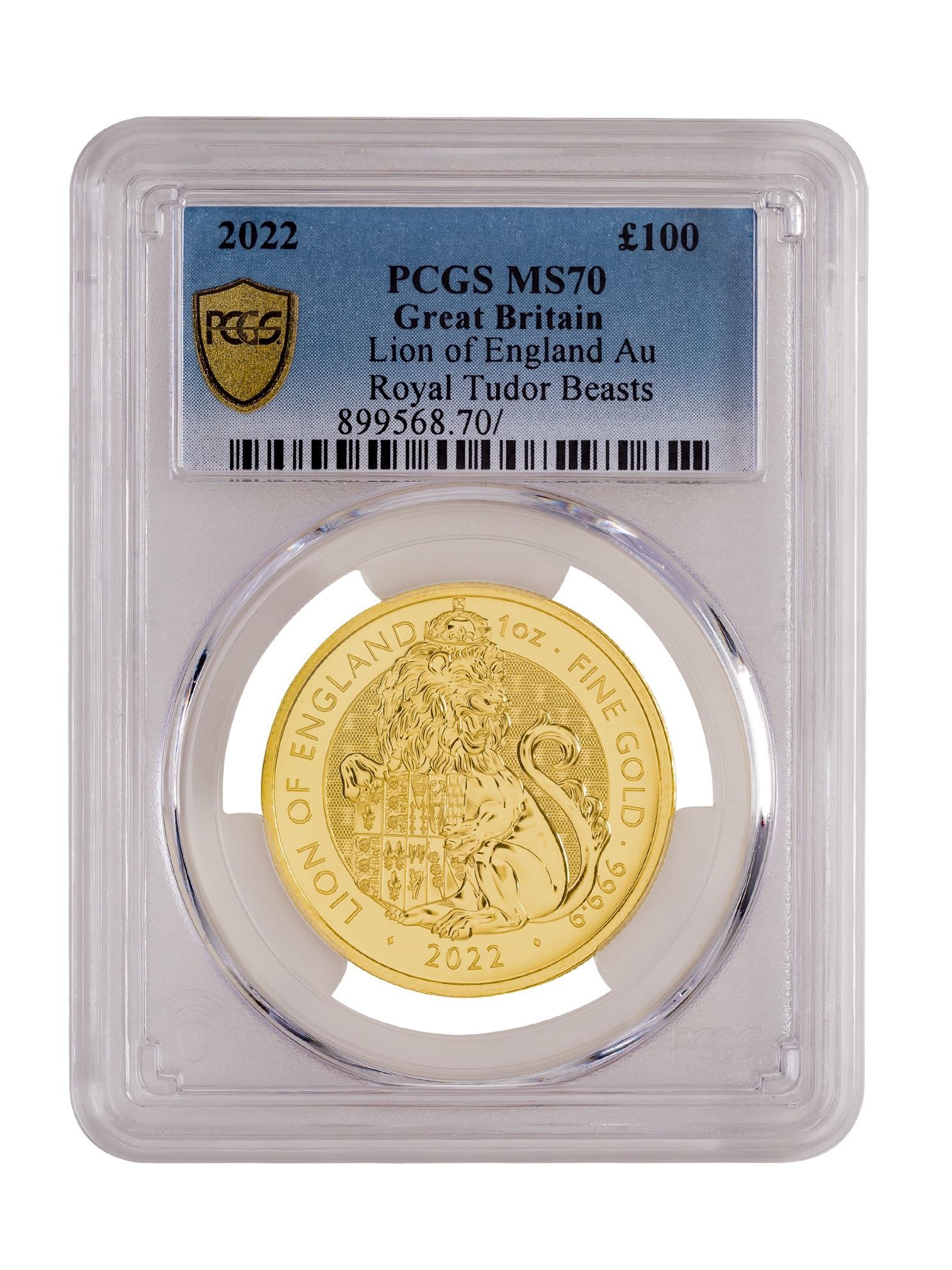 Picture of PCGS 2022 1oz Gold Tudor Beast 'Lion' MS70