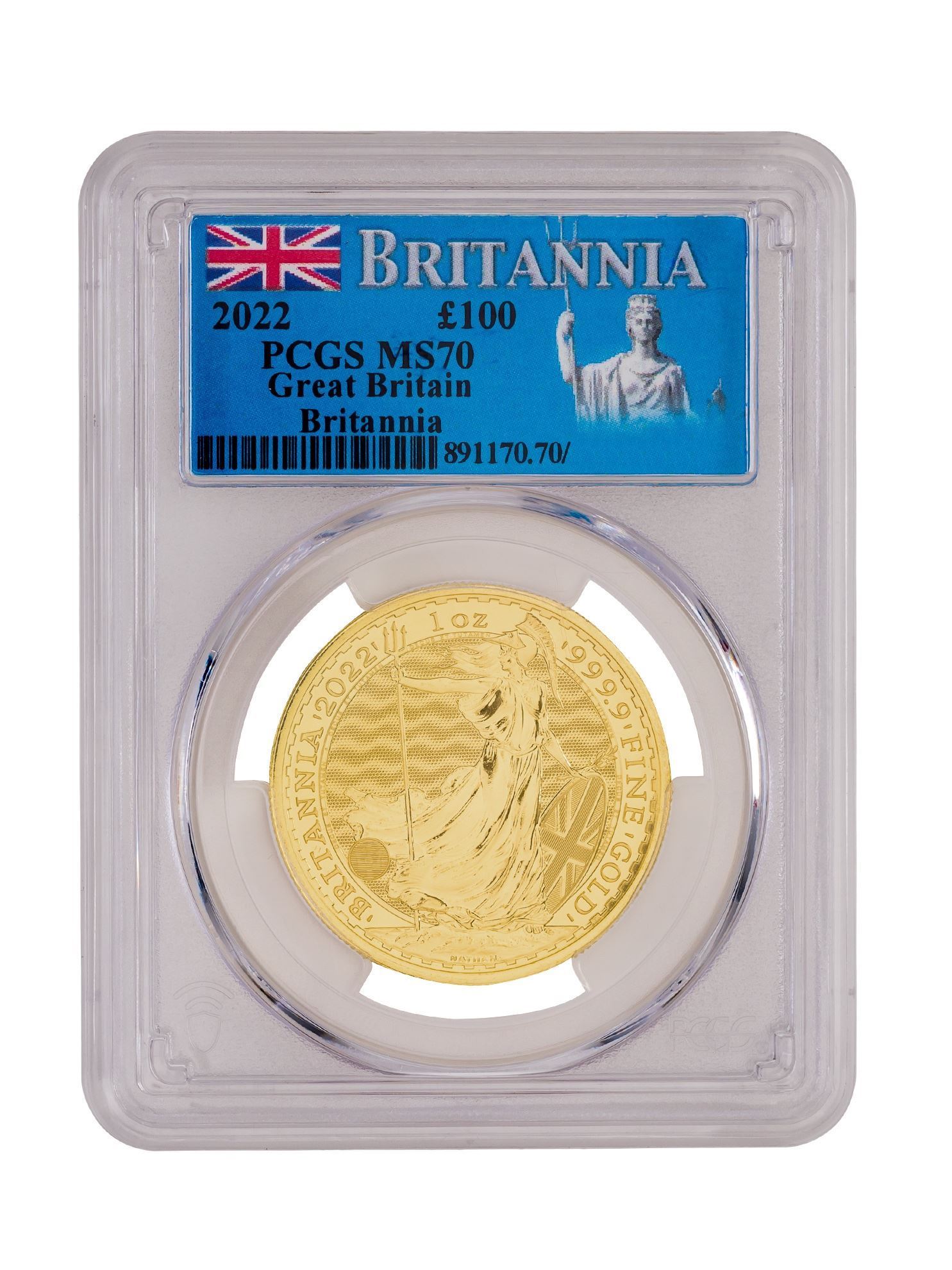Picture of PCGS 2022 1oz Gold Britannia MS70