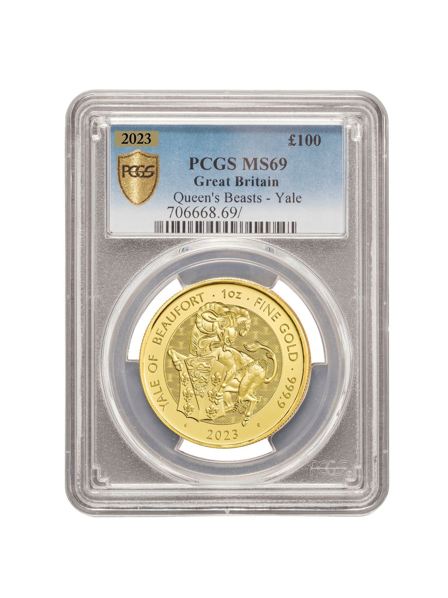 Picture of PCGS 2023 1oz Gold Tudor Beast 'Yale' MS69